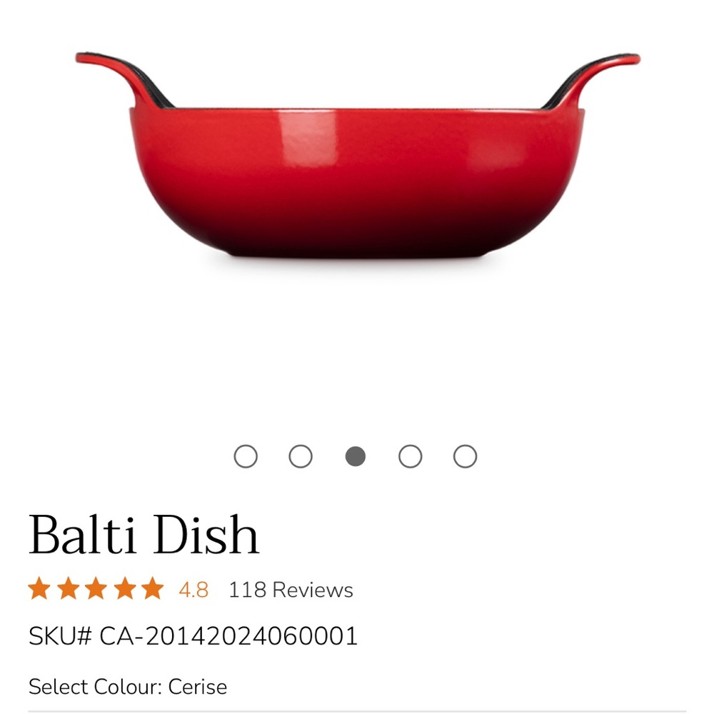 Le Creuset cast iron Balti dish in red - Picture 6 of 11